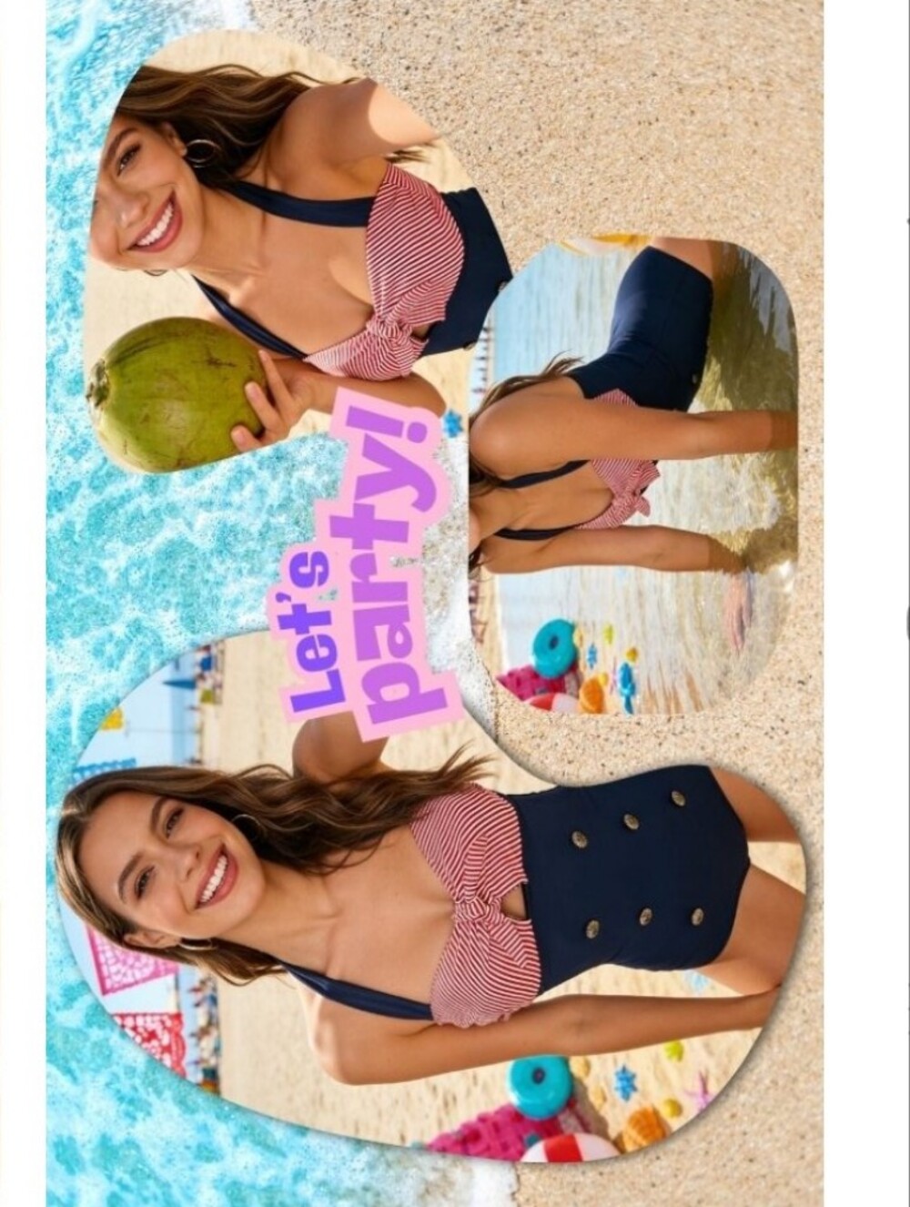 1950s Retro Vintage Push Up Monokini One Piece Swimsuit - Picture 8 of 16